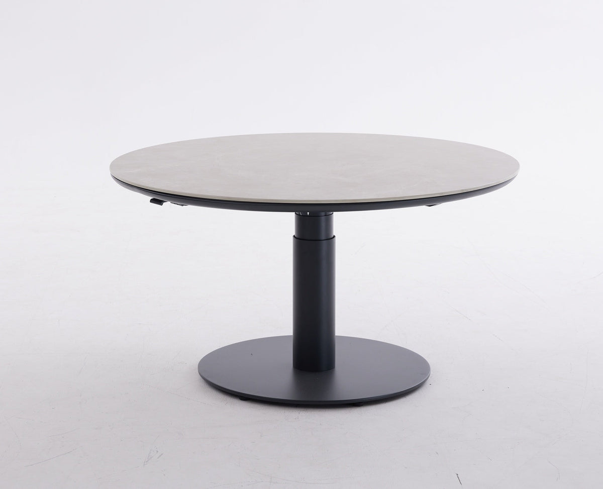 Arthur Gartentisch Anthrazit Ø 120 cm, höhenverstellbar, Sinterstone Greige – Produktansicht 2