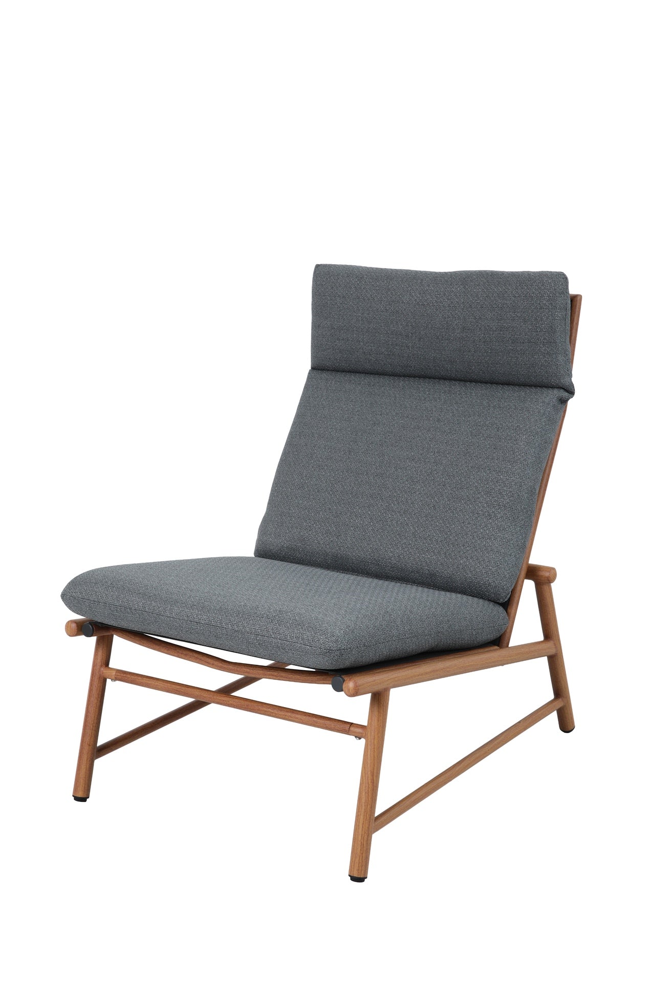 Fauteuil-Set Billie mit Aluminiumgestell in Holzoptik, Textilenbespannung und dunkelgrauen Outdoor-Kissen
