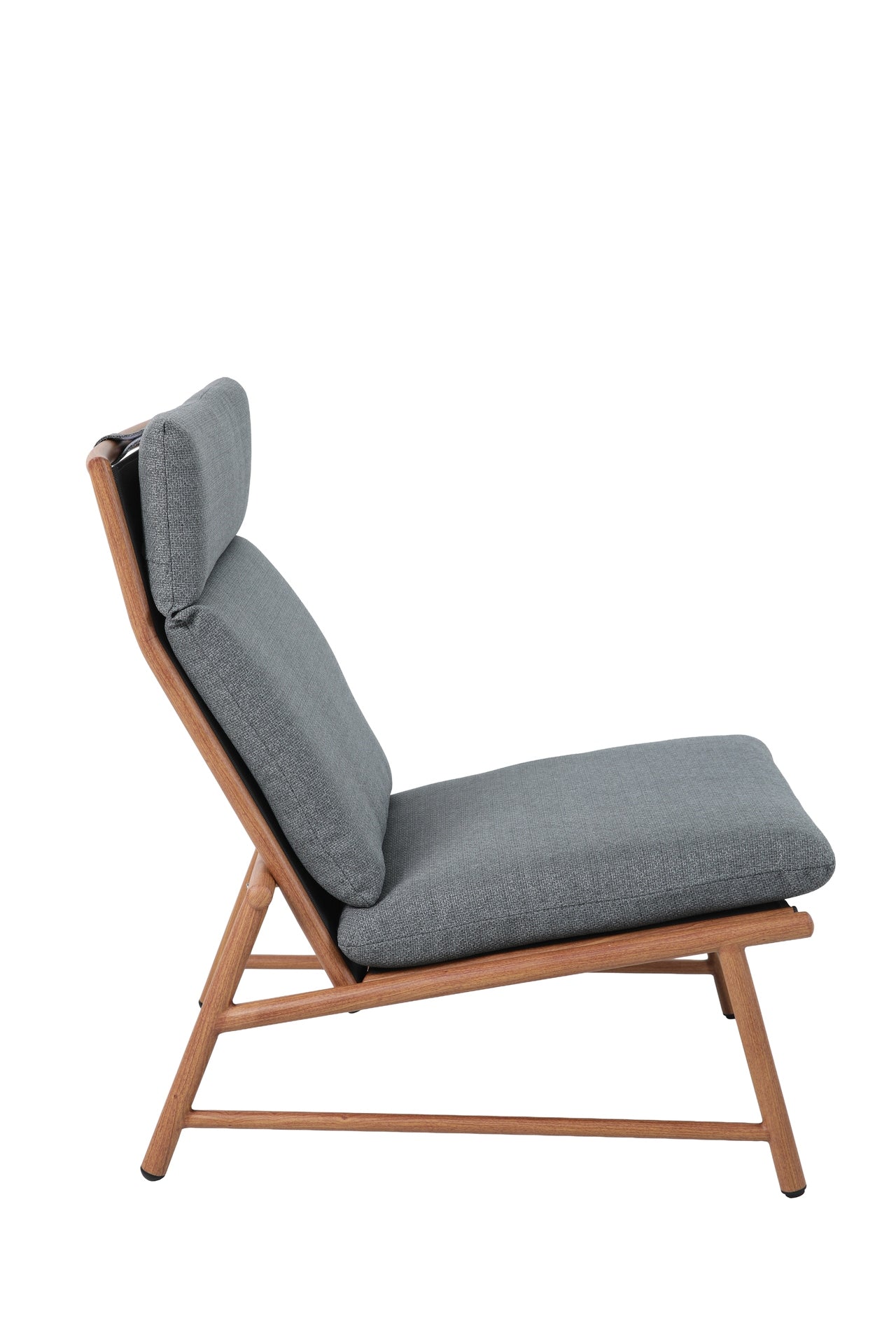 Fauteuil-Set Billie mit Aluminiumgestell in Holzoptik, Textilenbespannung und dunkelgrauen Outdoor-Kissen