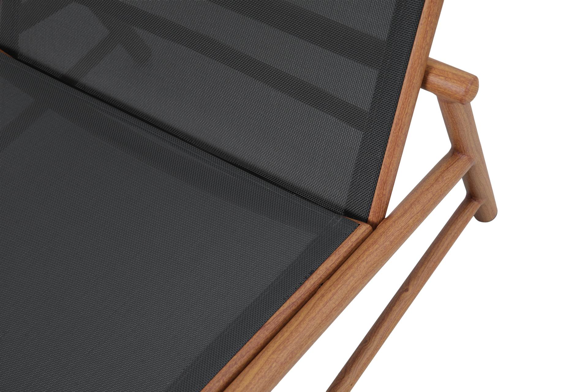 Fauteuil-Set Billie mit Aluminiumgestell in Holzoptik, Textilenbespannung und dunkelgrauen Outdoor-Kissen