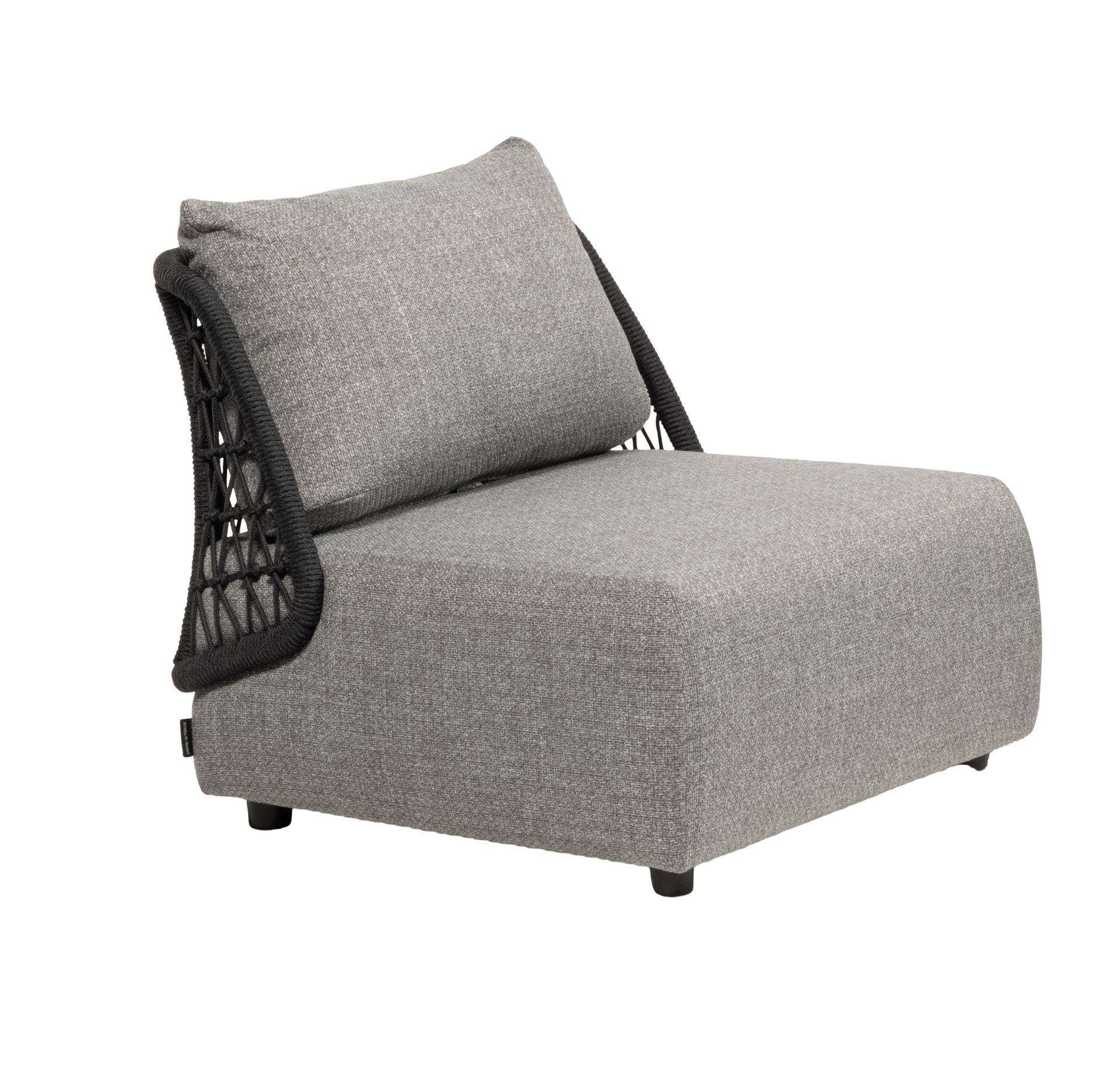 Carmen Garten-Fauteuil mit Aluminiumgestell in Anthrazit, Textilschnur-Rückenlehne und Axroma® Outdoor-Kissen für Garten und Terrasse