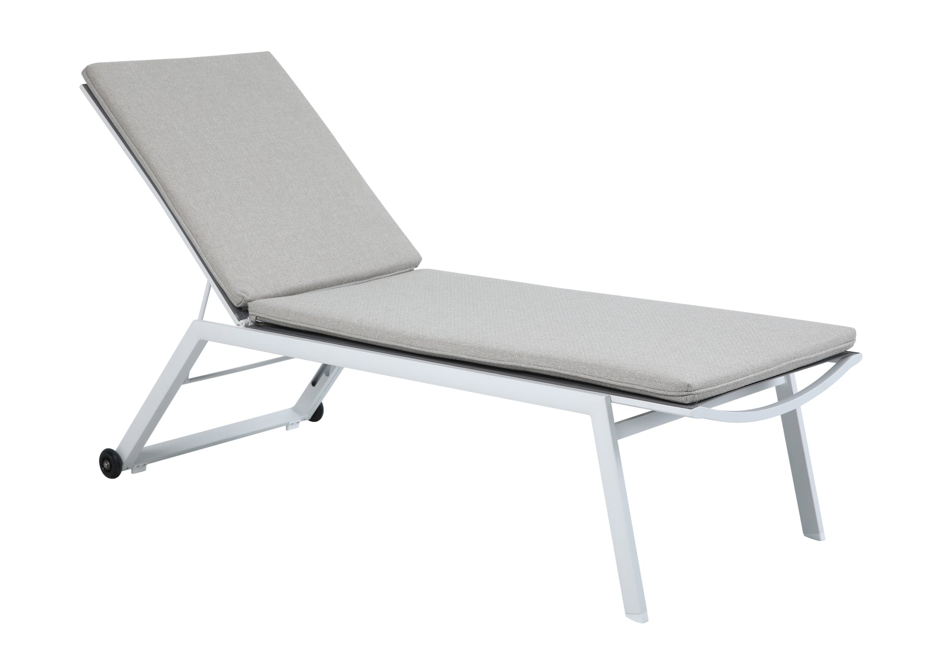 Sonnenliege Charlie mit Aluminiumgestell in Anthrazit oder Weiß, Textilen-Bespannung und witterungsbeständigem Kissen.