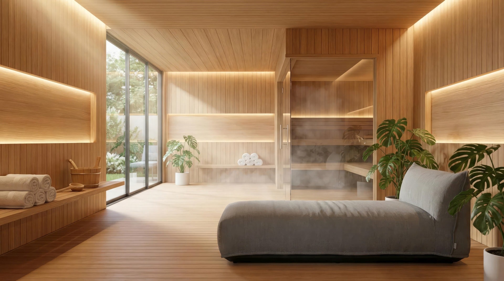 Sonnenliege Daphne in Anthrazit mit hellgrauem, witterungsbeständigem Bezug inklusive Schutzhülle für den Außenbereich