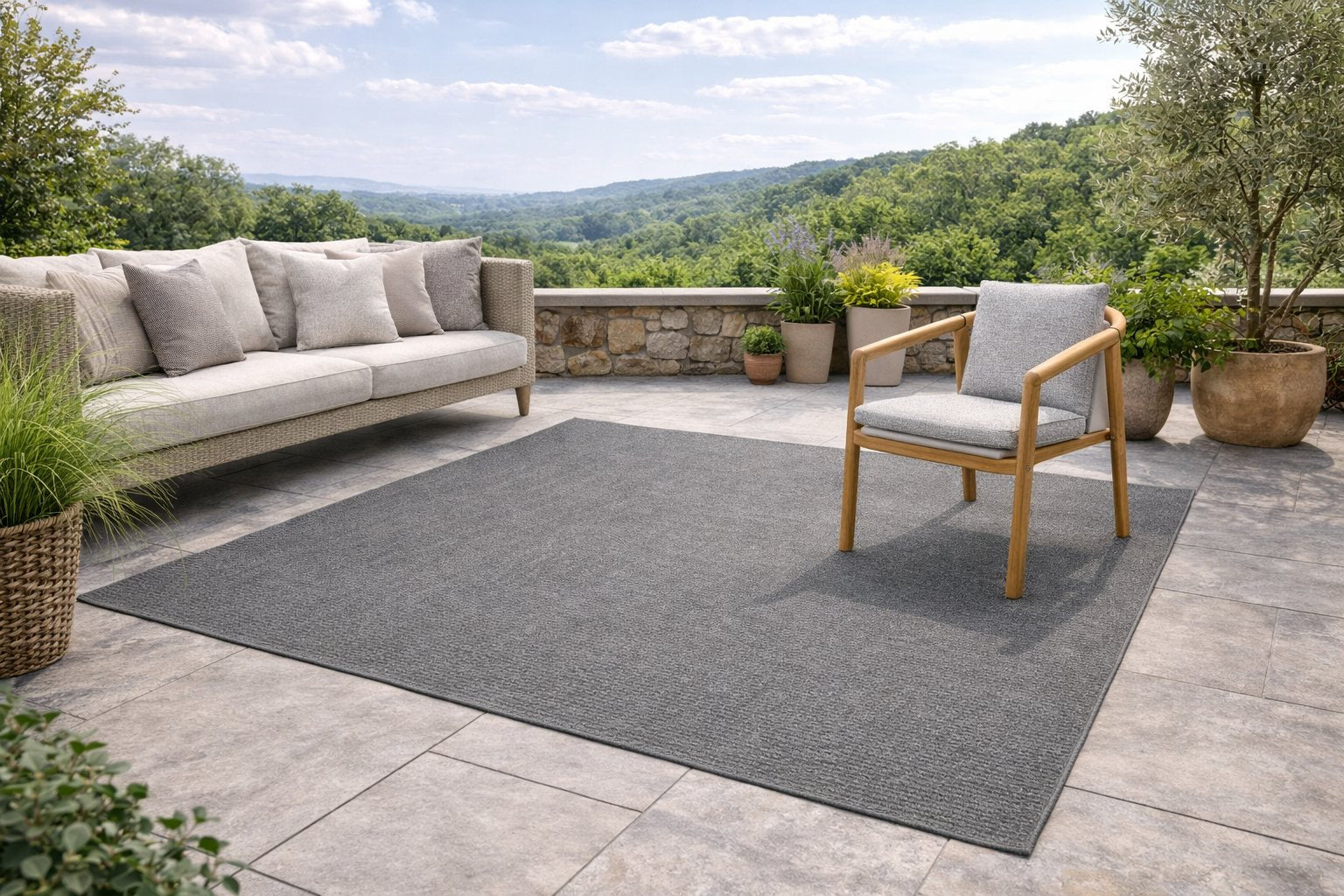 Outdoor-Teppich Debby in Premium-Qualität für Terrasse und Garten in Grün, Grau oder Beige