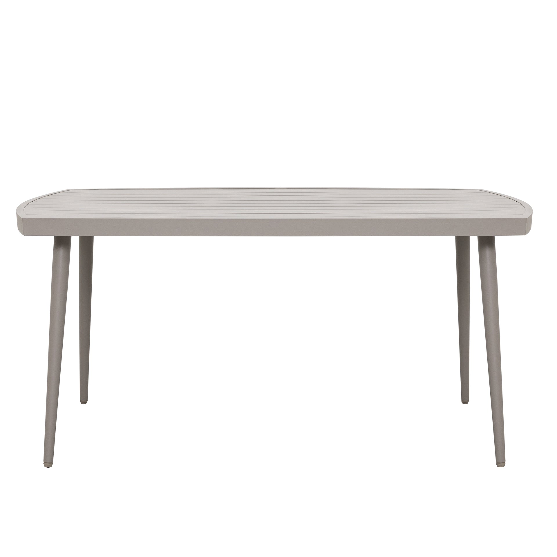 Tischgruppe Denise mit Esstisch 160x90 cm und 6 Armstühlen in grau-beige mit Textilschnüren und Sitzkissen – Outdoor Gartenmöbelshop.at