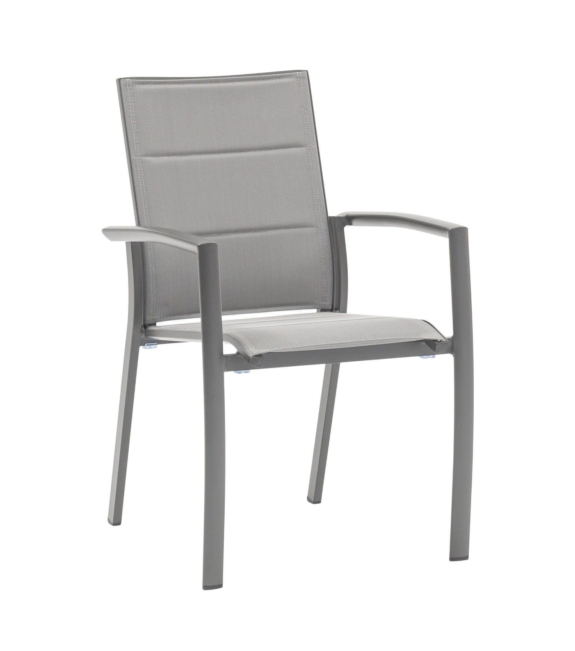 Tischgruppe Marcello mit ausziehbarem Gartentisch & 6 Armstühlen Dolly aus Aluminium & Textilen.