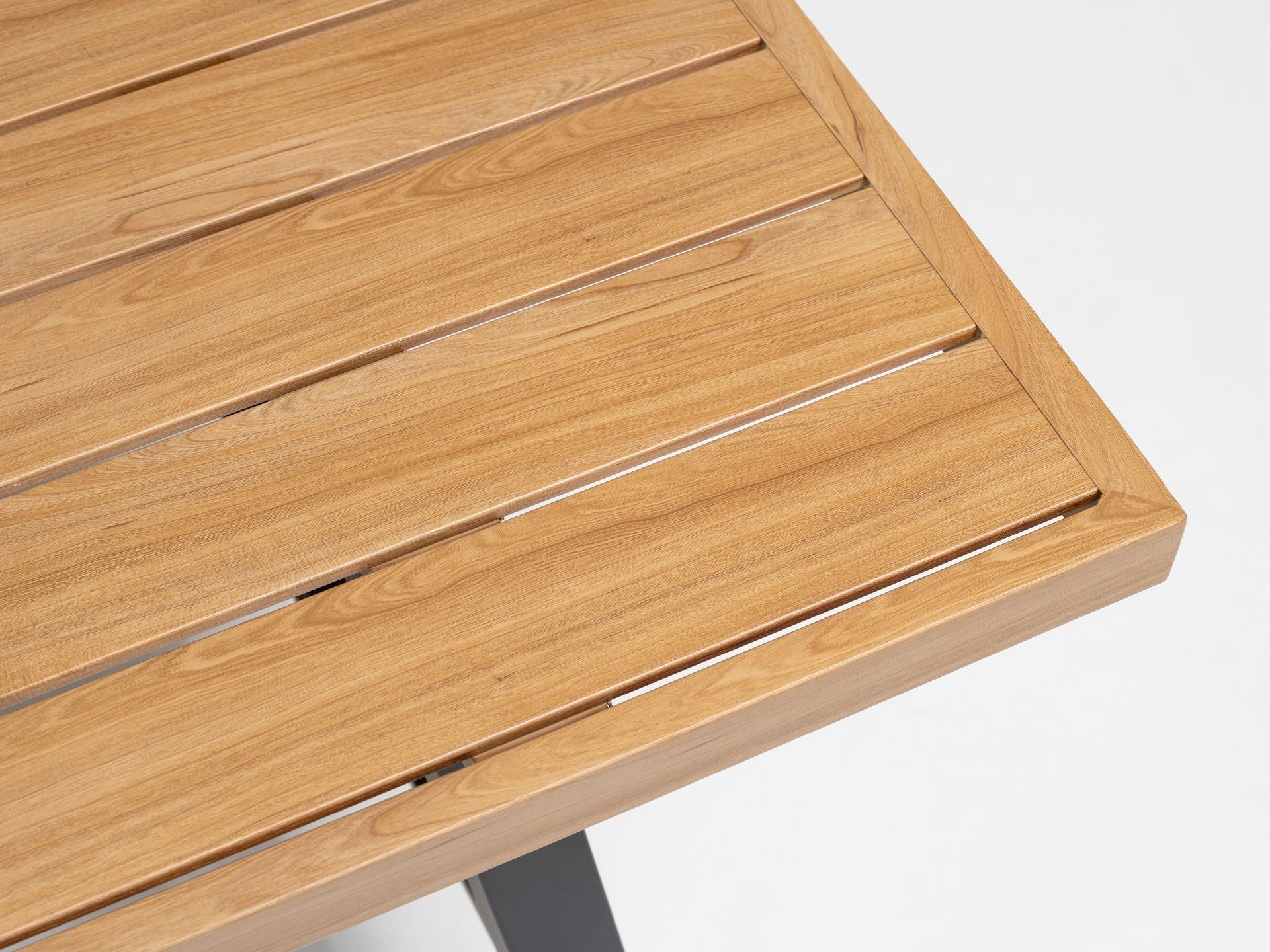 Eckbankgruppe Frederik Outdoor Sitzgruppe aus Aluminium mit Holzdekor Tisch und Textilbändern