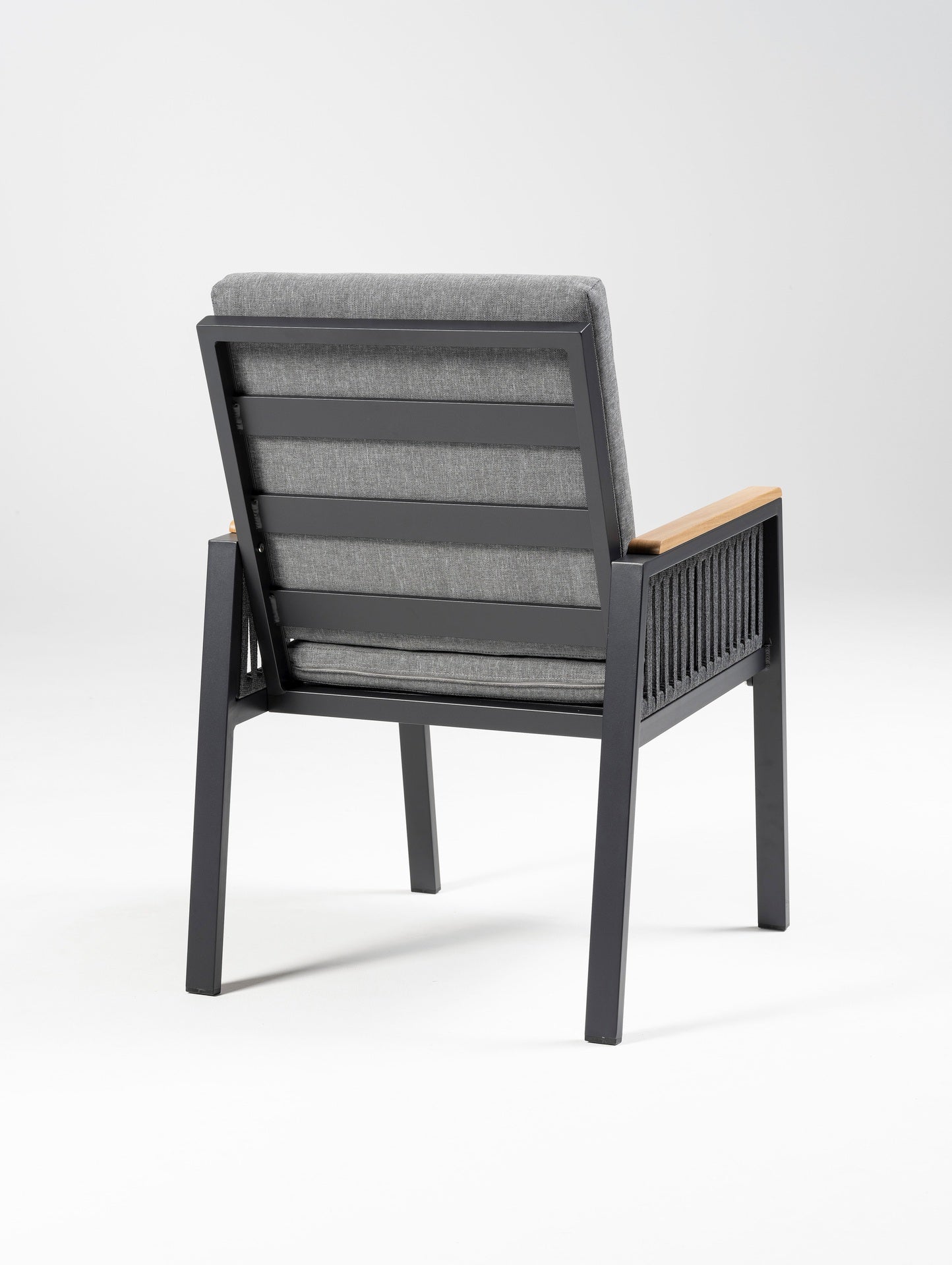 Eckbankgruppe Frederik Outdoor Sitzgruppe aus Aluminium mit Holzdekor Tisch und Textilbändern