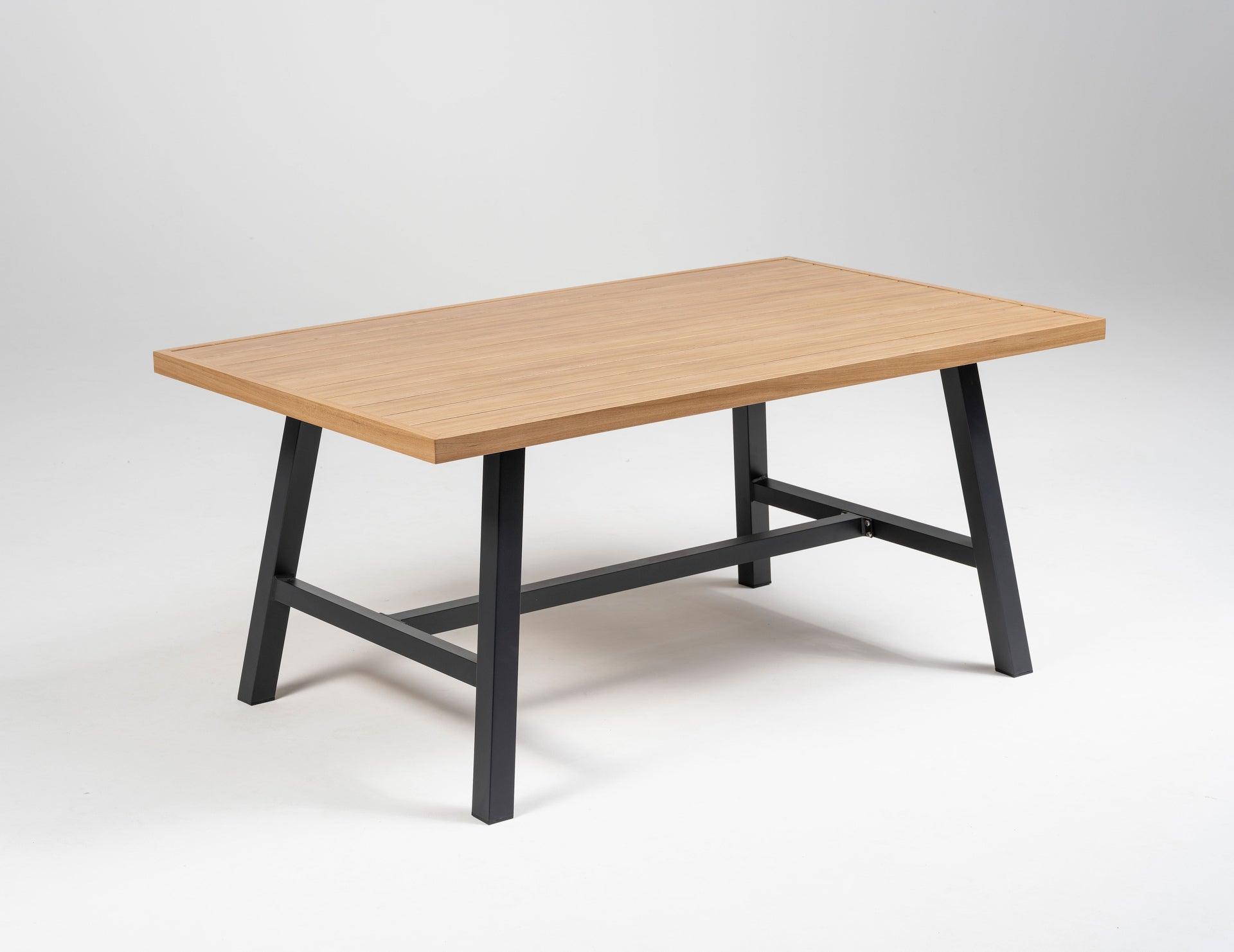 Eckbankgruppe Frederik Outdoor Sitzgruppe aus Aluminium mit Holzdekor Tisch und Textilbändern