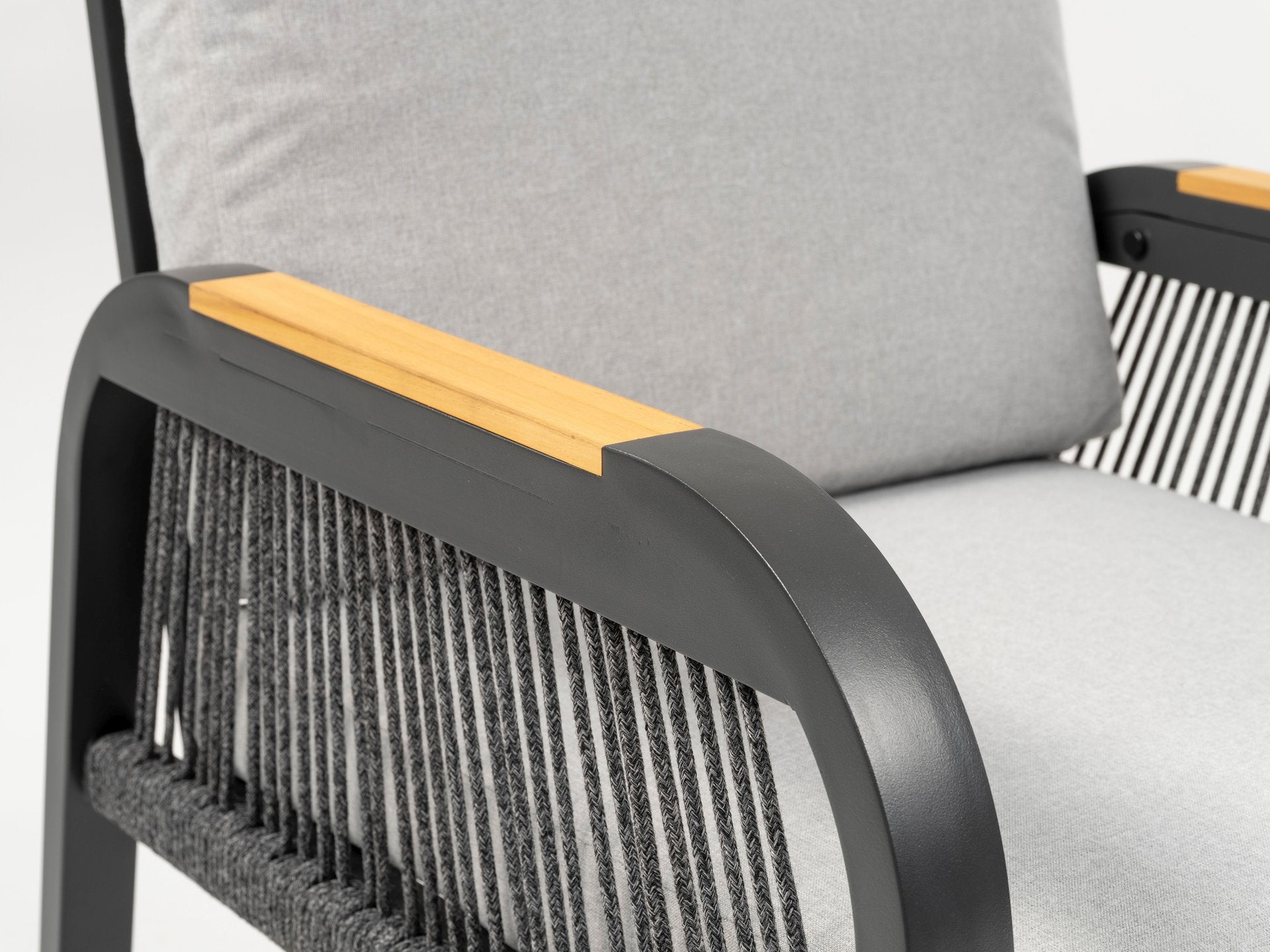 Eckbankgruppe Lara mit höhenverstellbarem Tisch, Sinterstone Tischplatte und Aluminiumgestell in Anthrazit