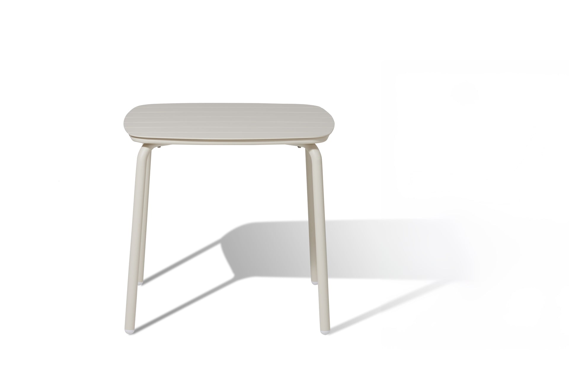 Gartentisch Lorenz aus Aluminium mit Sinterstone-Tischplatte in heller Travertin-Optik für Balkon und Terrasse