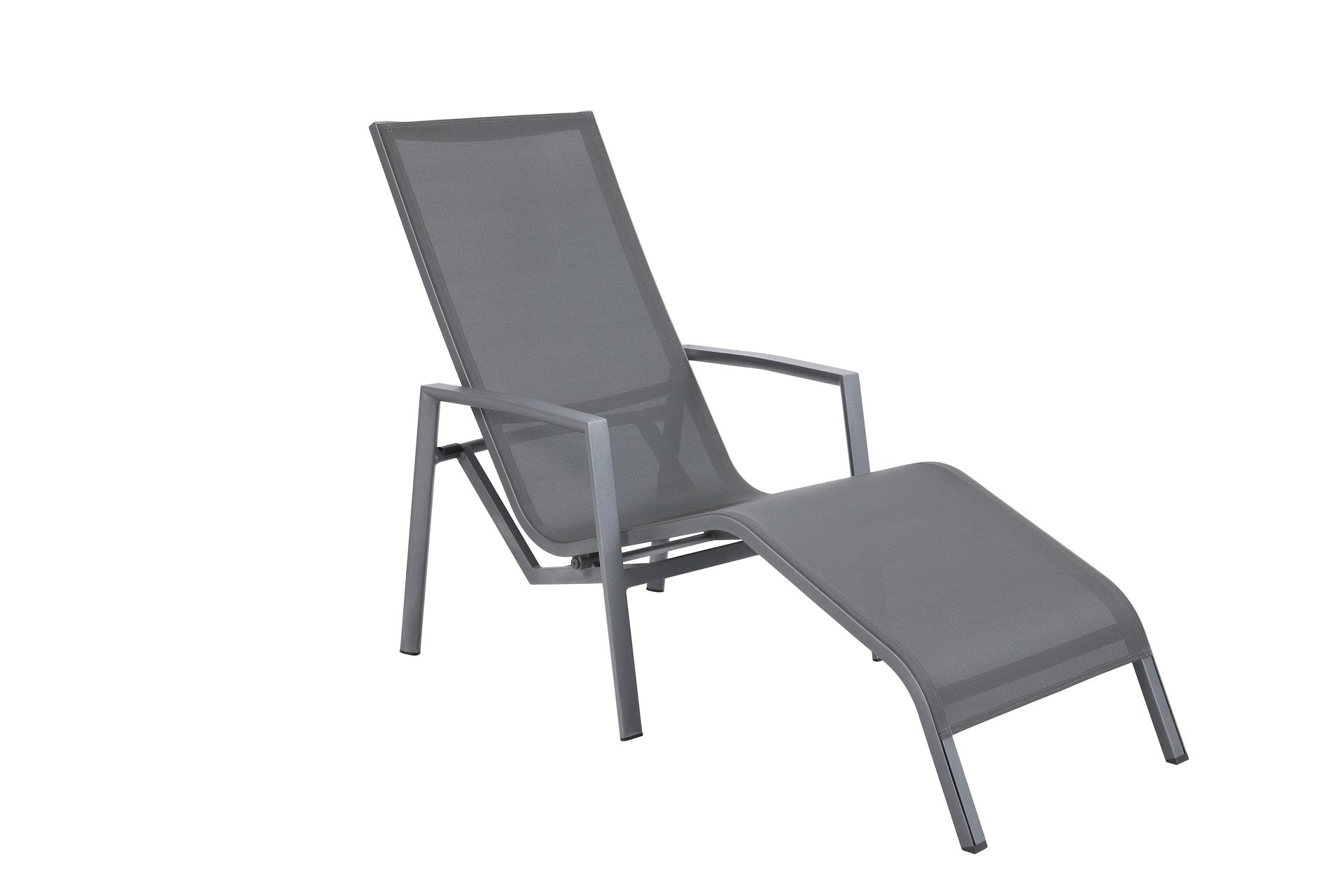 Die Kippliege Mac mit Aluminiumgestell in Anthrazit und Textilenspannung in Dunkelgrau. Ergonomisch, robust und perfekt für Garten oder Sauna. Jetzt online bestellen!