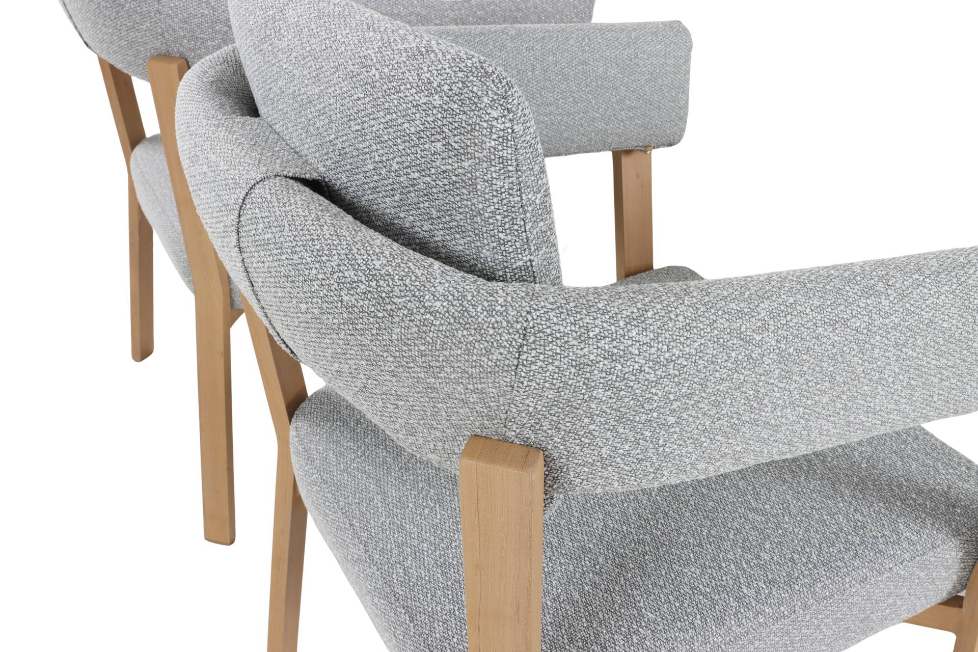 Maja Eckbankgruppe in Holzoptik mit Sinterstone-Tischplatte und grauen Polstern