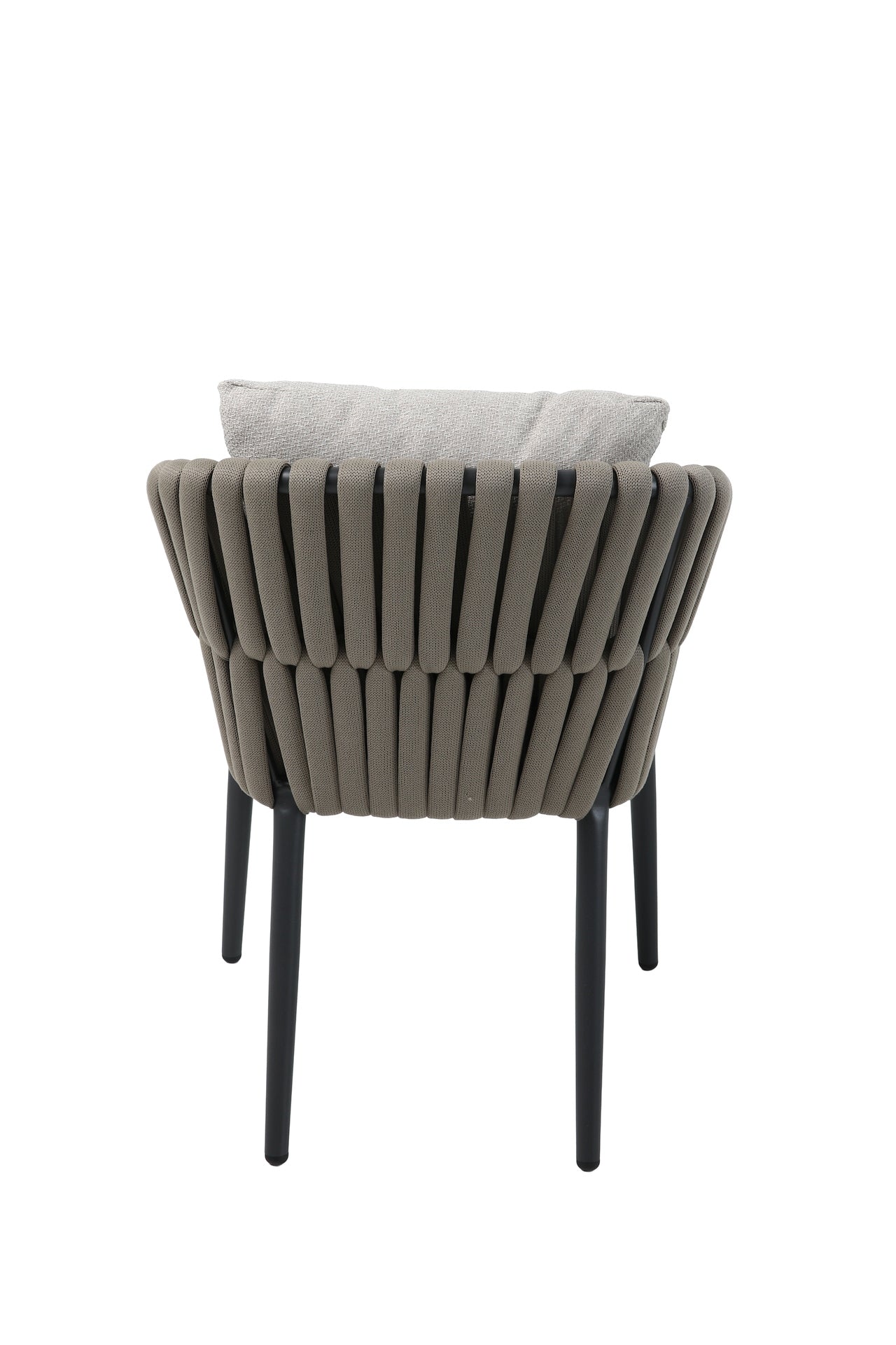 Nero Eckbankgruppe mit Sinterstone Tischplatte, taupefarbenen Textilschnüren und Aluminiumgestell – Gartenmöbelshop.at