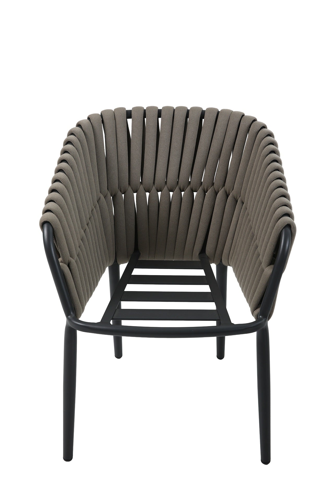 Nero Eckbankgruppe mit Sinterstone Tischplatte, taupefarbenen Textilschnüren und Aluminiumgestell – Gartenmöbelshop.at