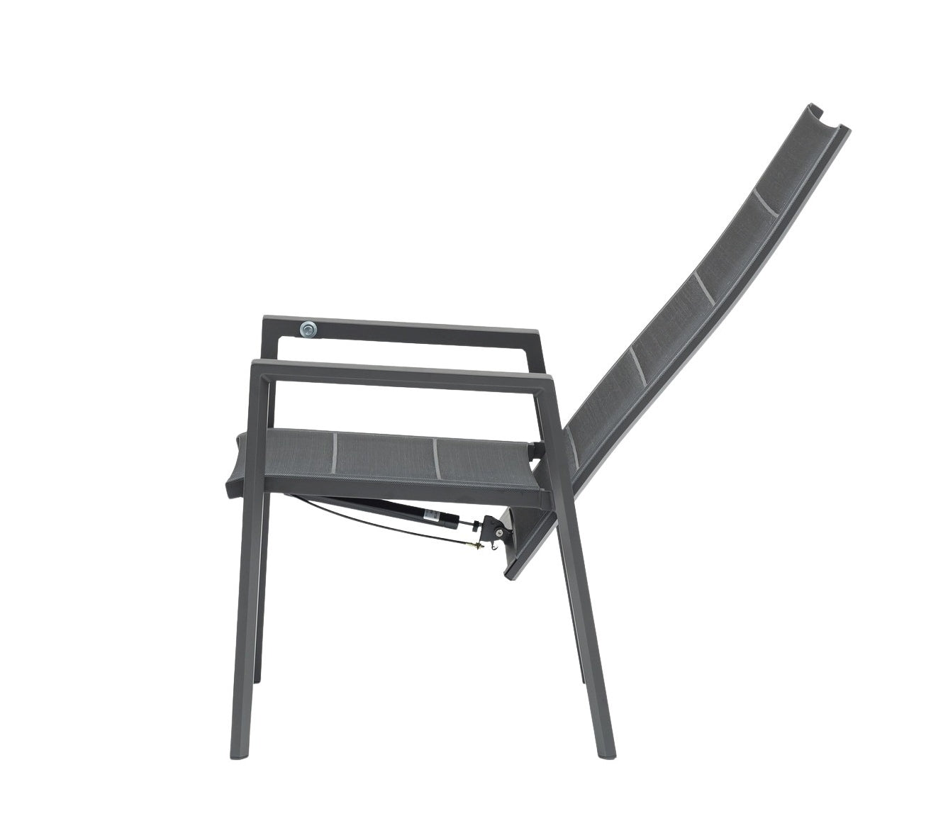 Nicosia Hochlehner Gartenstuhl mit verstellbarer Rückenlehne, Aluminiumgestell und Textilenbespannung für den Outdoor-Bereich