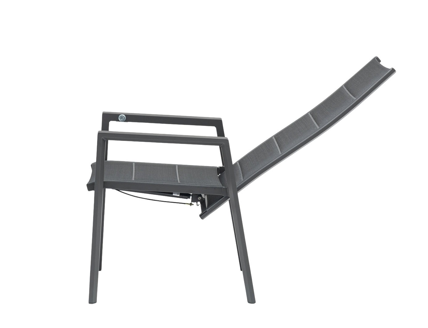 Nicosia Hochlehner Gartenstuhl mit verstellbarer Rückenlehne, Aluminiumgestell und Textilenbespannung für den Outdoor-Bereich