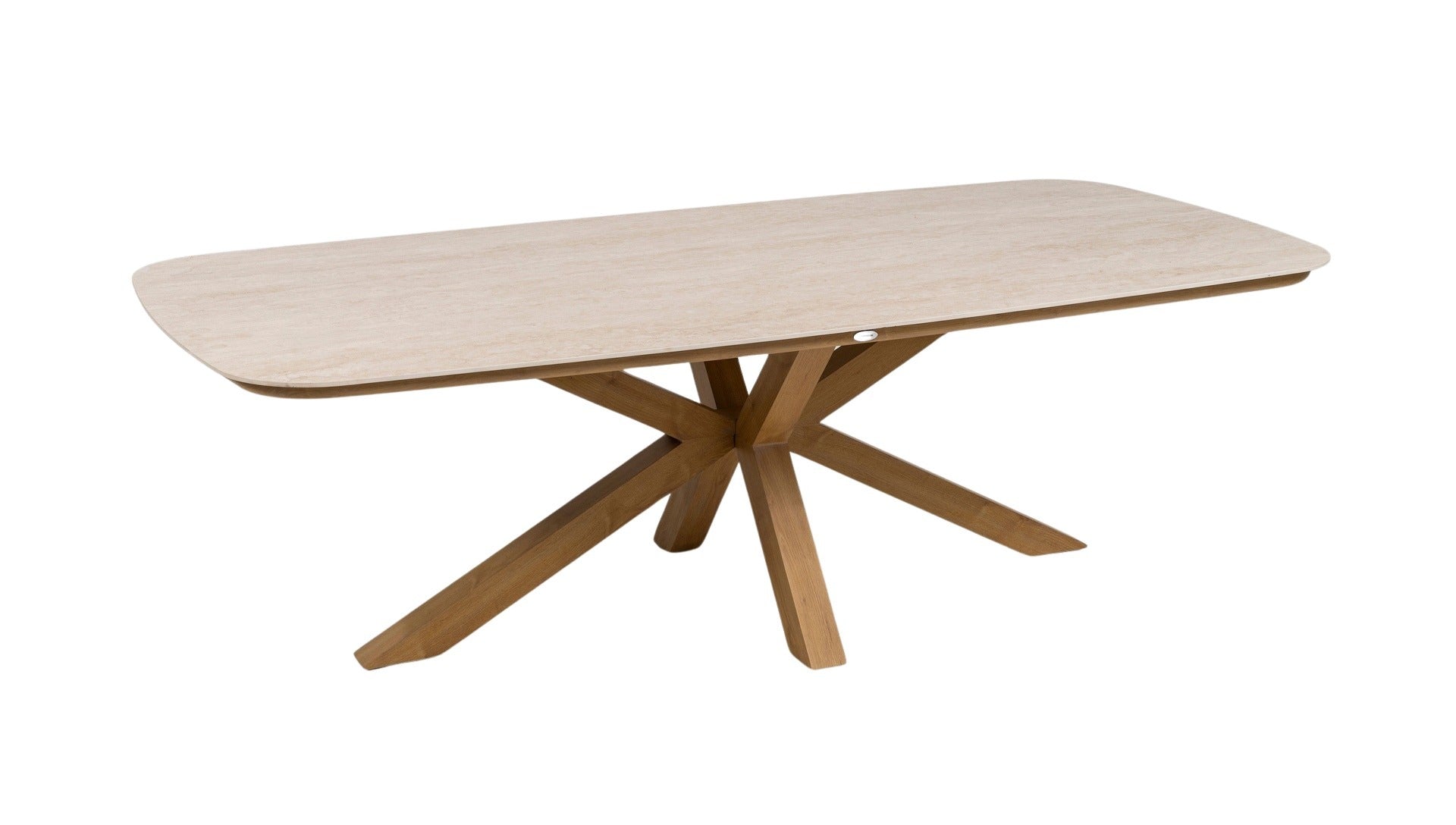 Olenna Gartentisch mit Aluminiumgestell in Holzdekor und Sinterstone Tischplatte in Ivory