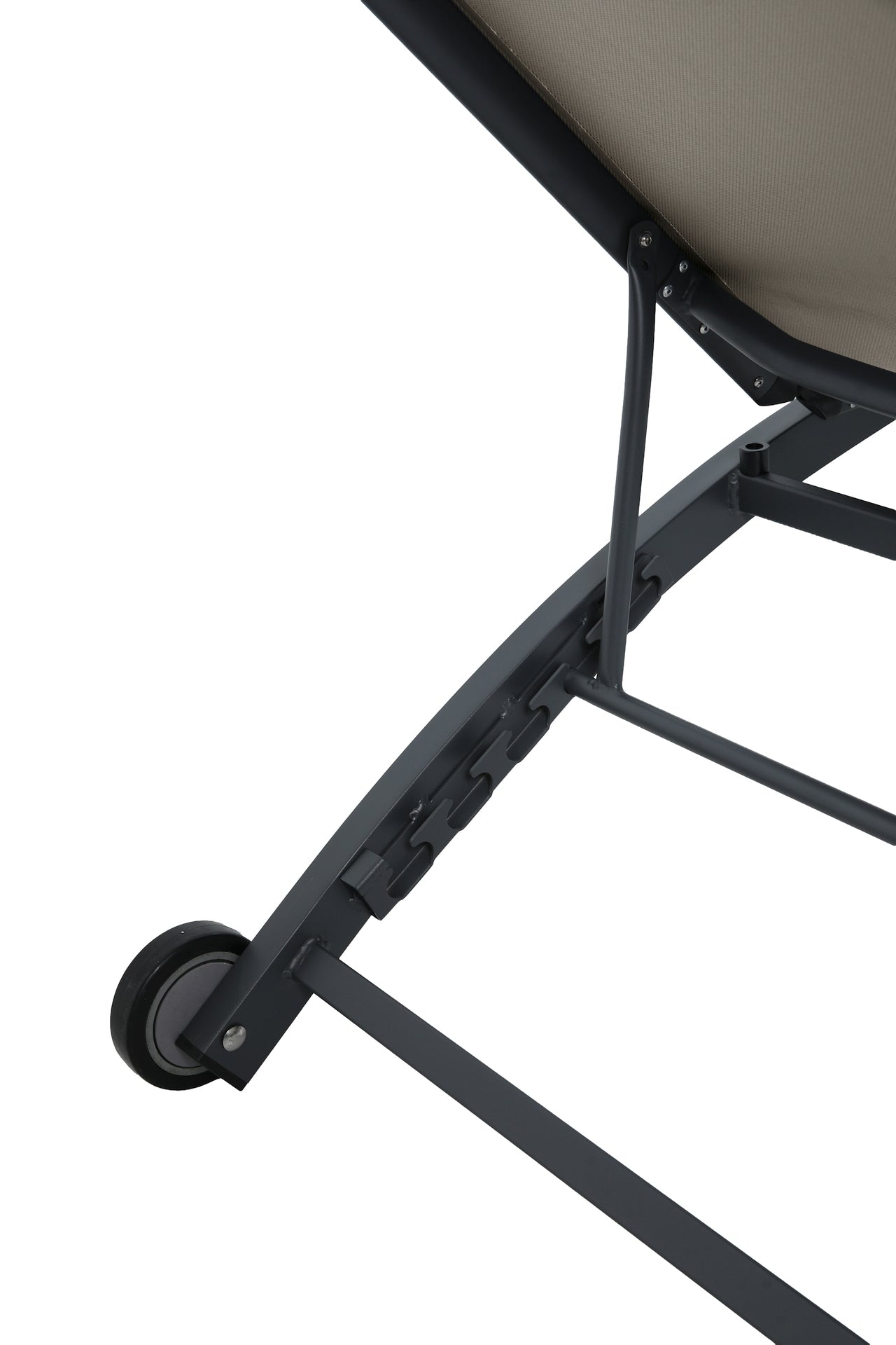 Sonnenliege Philina aus Aluminium in Anthrazit mit Textilen-Bespannung, verstellbarer Rückenlehne und Rollen für Garten und Poolbereich