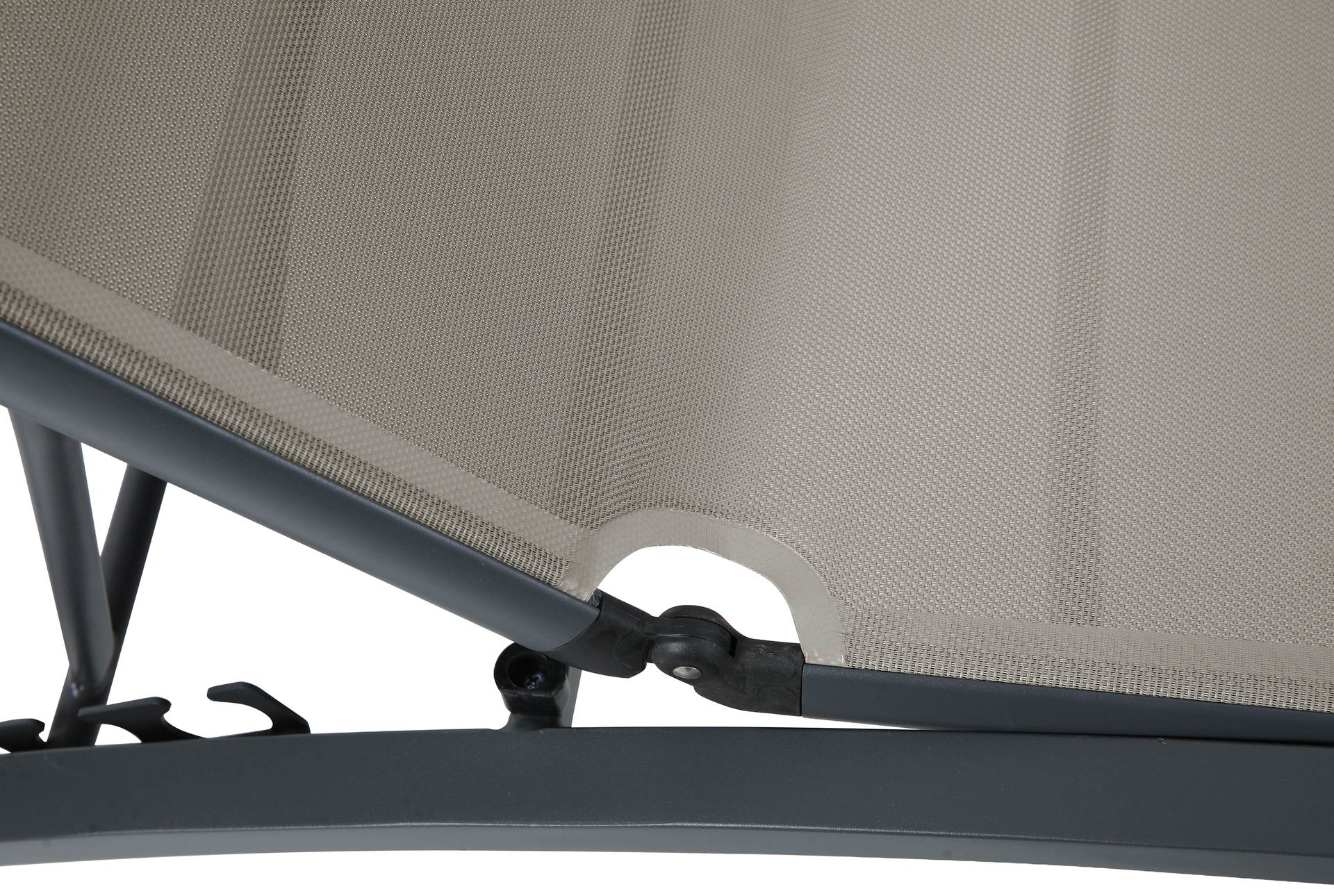 Sonnenliege Philina aus Aluminium in Anthrazit mit Textilen-Bespannung, verstellbarer Rückenlehne und Rollen für Garten und Poolbereich