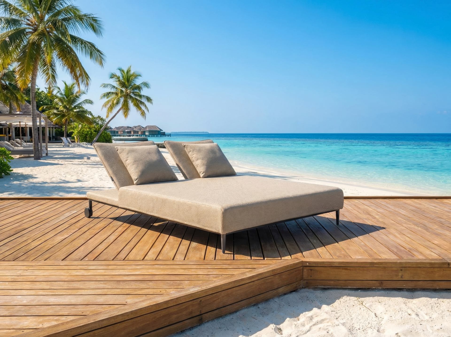 Doppelliege Stephan-Double Roll aus Aluminium mit Axroma-Stoff in Anthrazit oder Creme für Garten und Terrasse