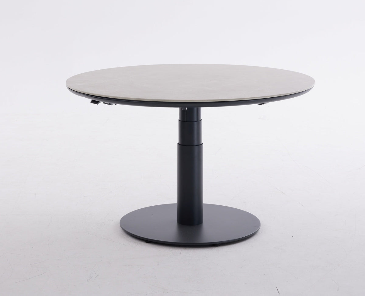 Arthur Gartentisch Anthrazit Ø 120 cm, höhenverstellbar, Sinterstone Greige – Produktansicht 1