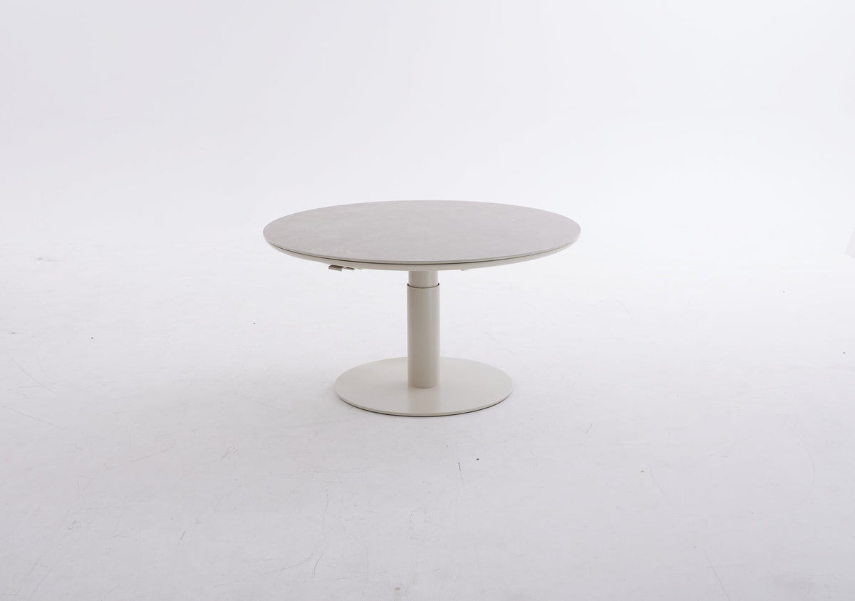 Arthur Gartentisch Creme Ø 120 cm, höhenverstellbar, Sinterstone Greige – Produktansicht 2