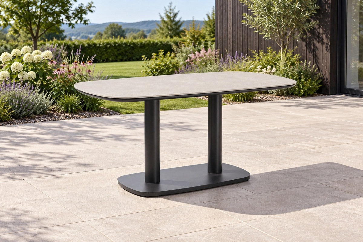 Bernhard Gartentisch Medium, Aluminium Anthrazit und Sinterstone Greige – Ansicht 9