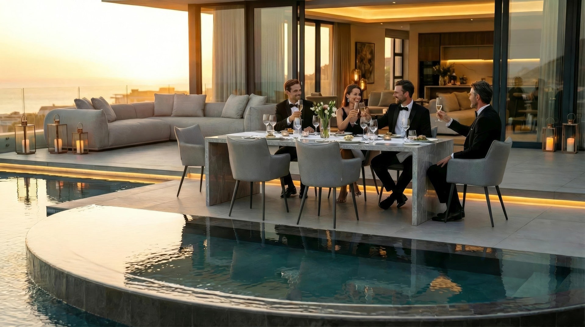 Gartentisch Daphne 220×102 cm – Aluminium Heat Transfer Steindekor | Gartenmöbelshop.at