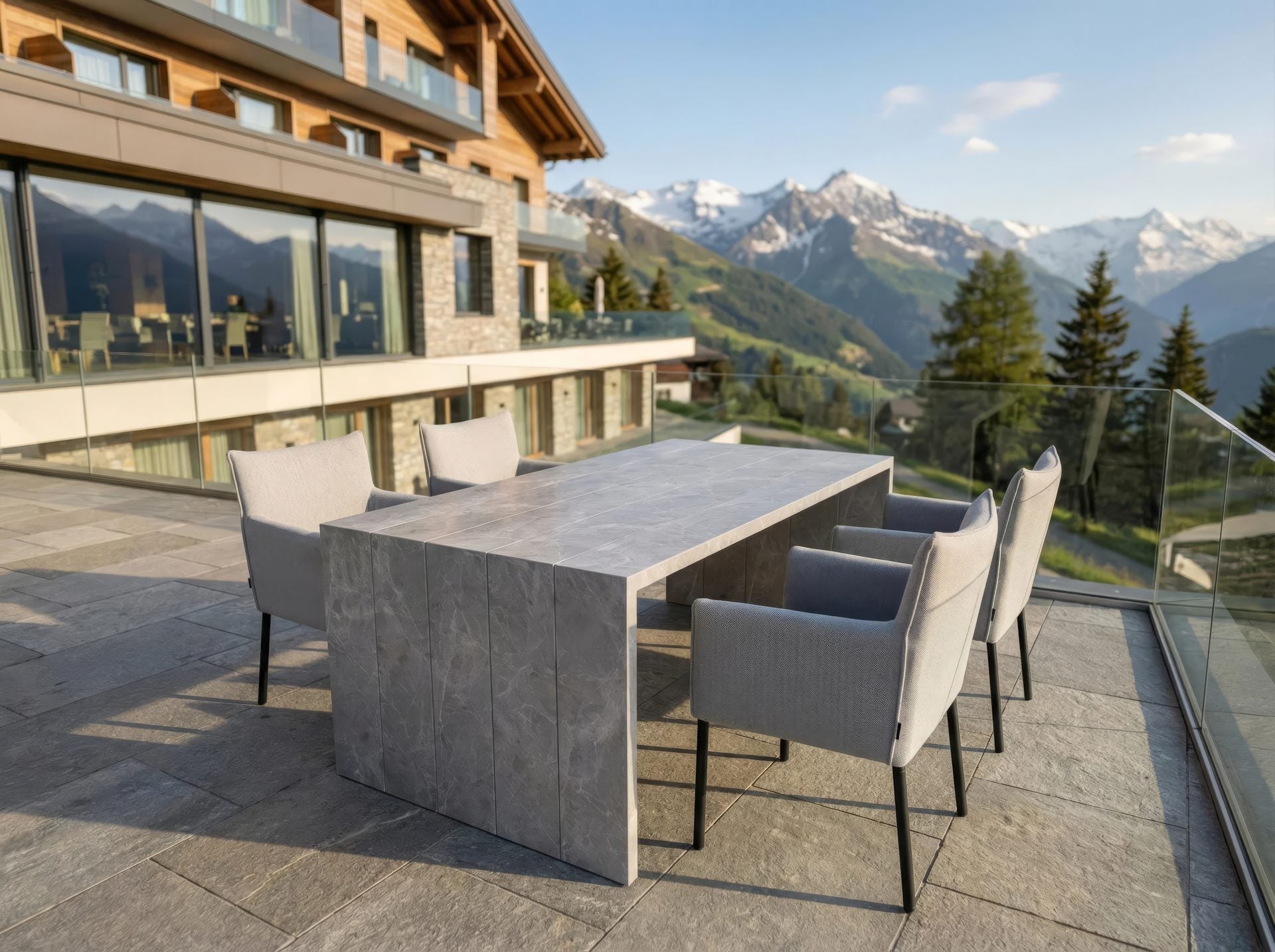 Gartentisch Daphne 220×102 cm – Aluminium Heat Transfer Steindekor | Gartenmöbelshop.at