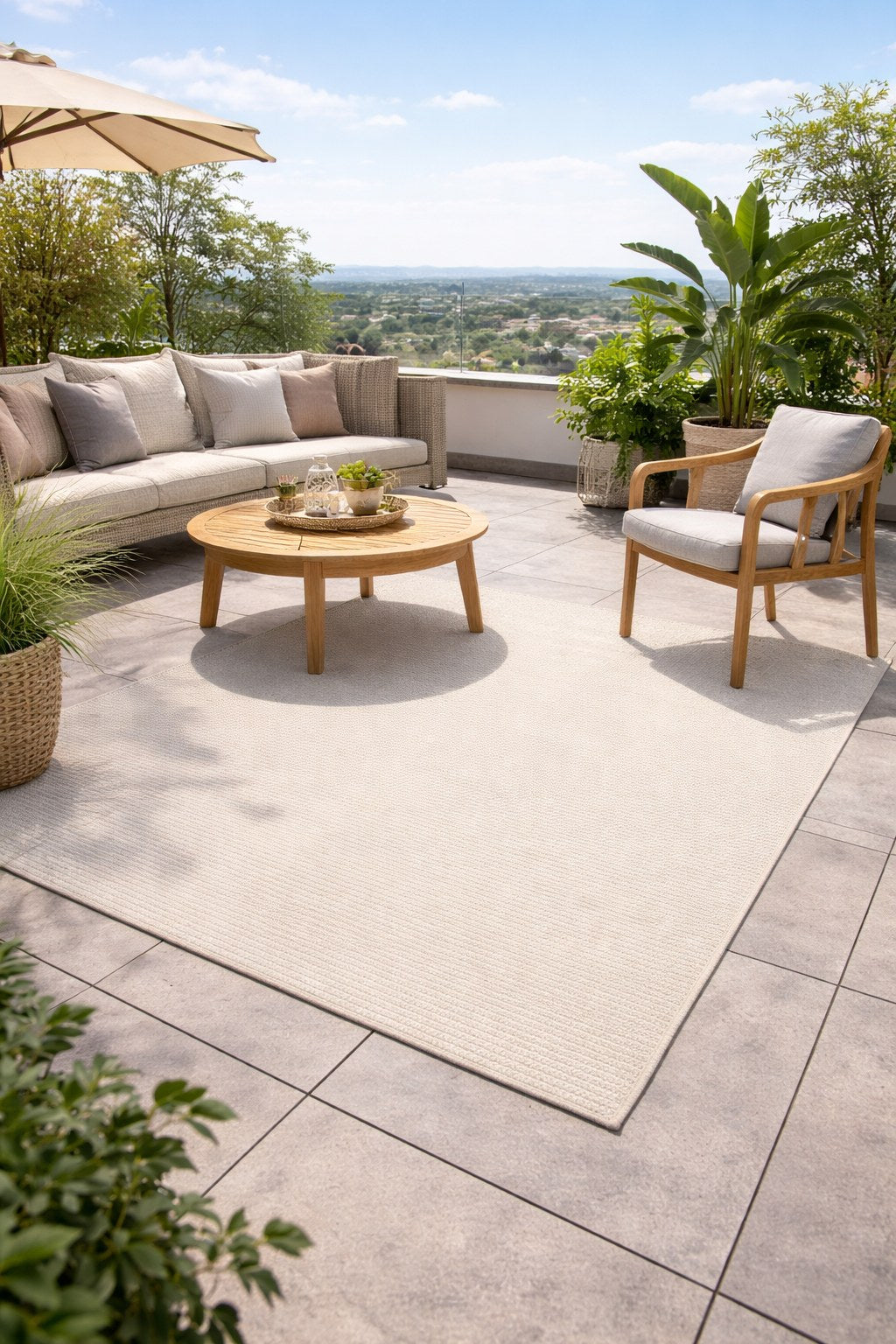 Outdoor-Teppich Debby in Premium-Qualität für Terrasse und Garten in Grün, Grau oder Beige