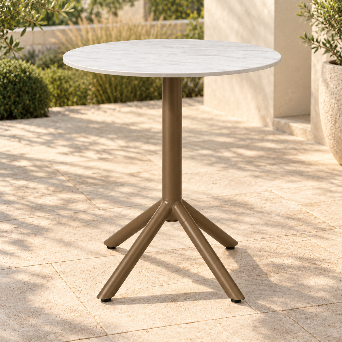 Dominik Bistrotisch rund Ø 70 cm – Bronze-Braun und Sinterstone Naturweiß, Ansicht 2