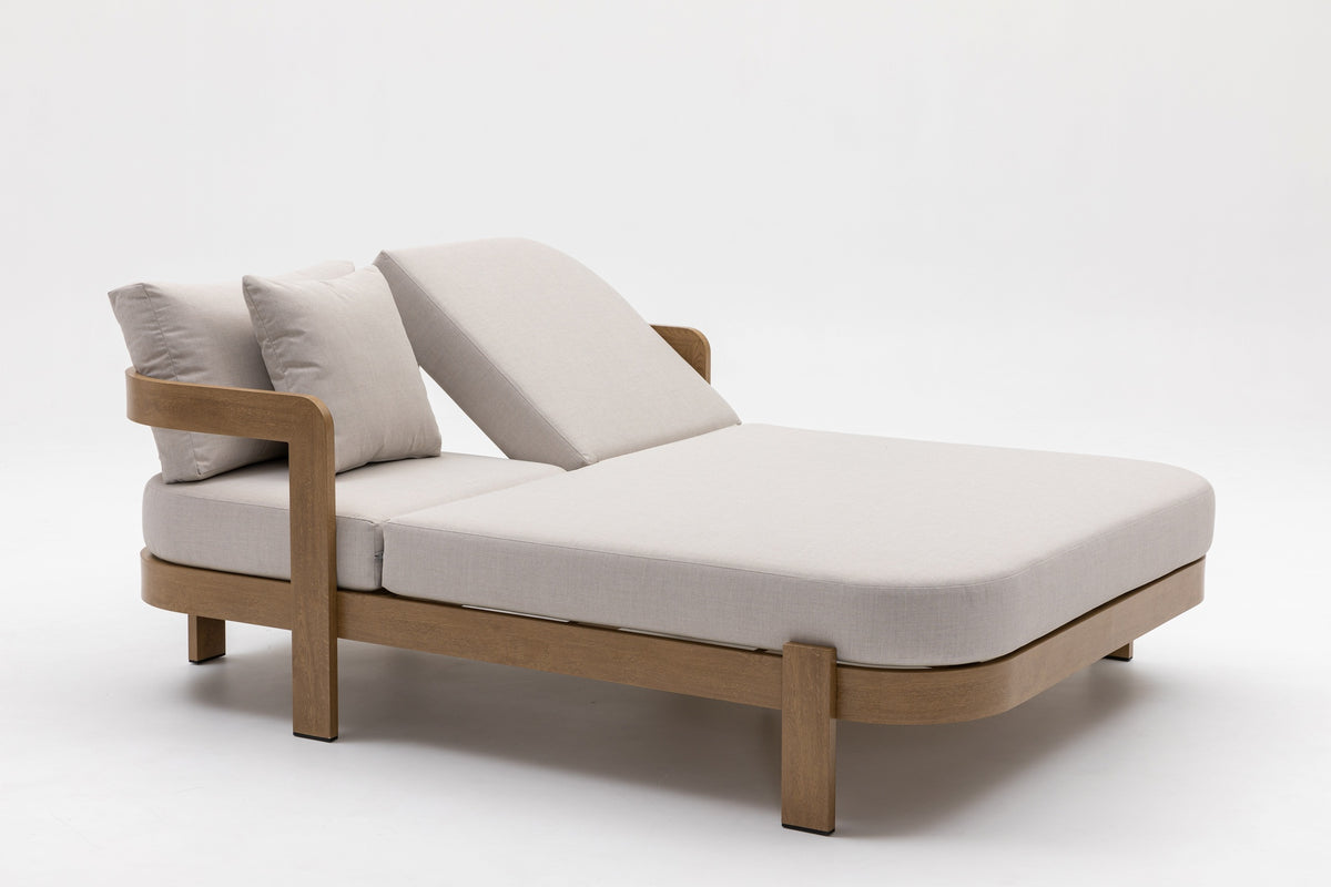 Dorian Daybed in Holzoptik – seitliche Ansicht ohne lose Zusatzkissen