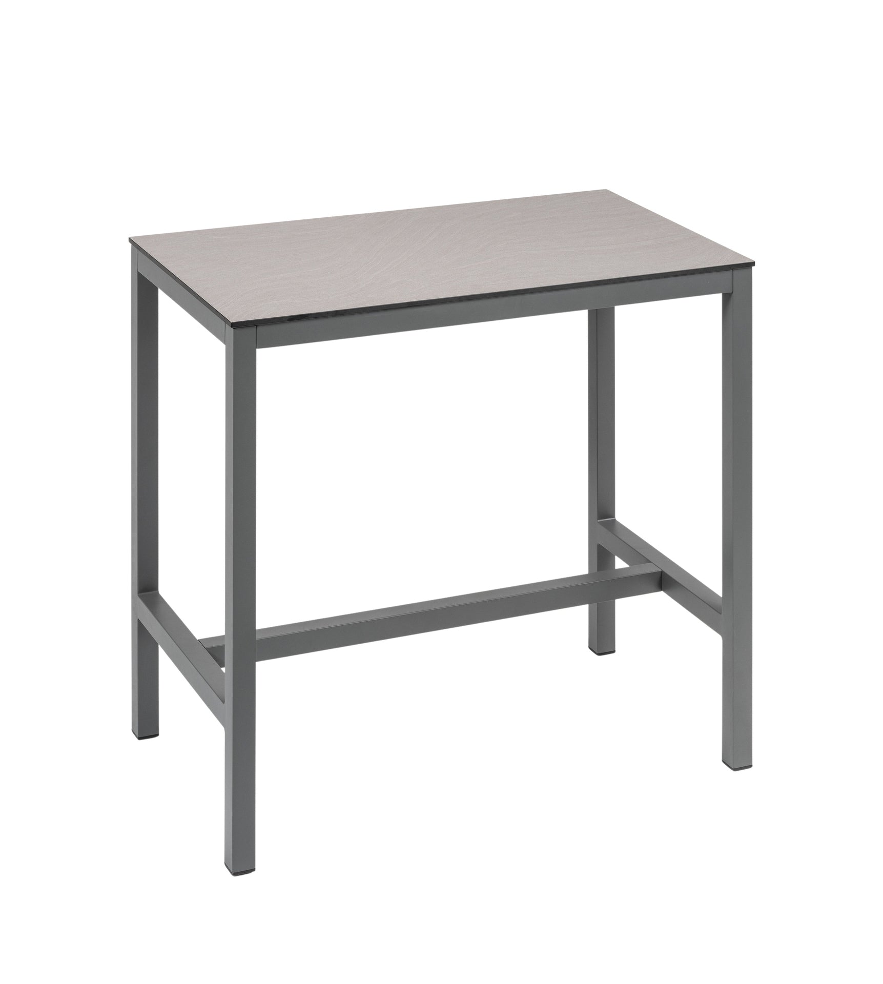 Bartisch Harvey aus Aluminium anthrazit mit HPL Tischplatte City-C Grau für Terrasse und Gastronomie