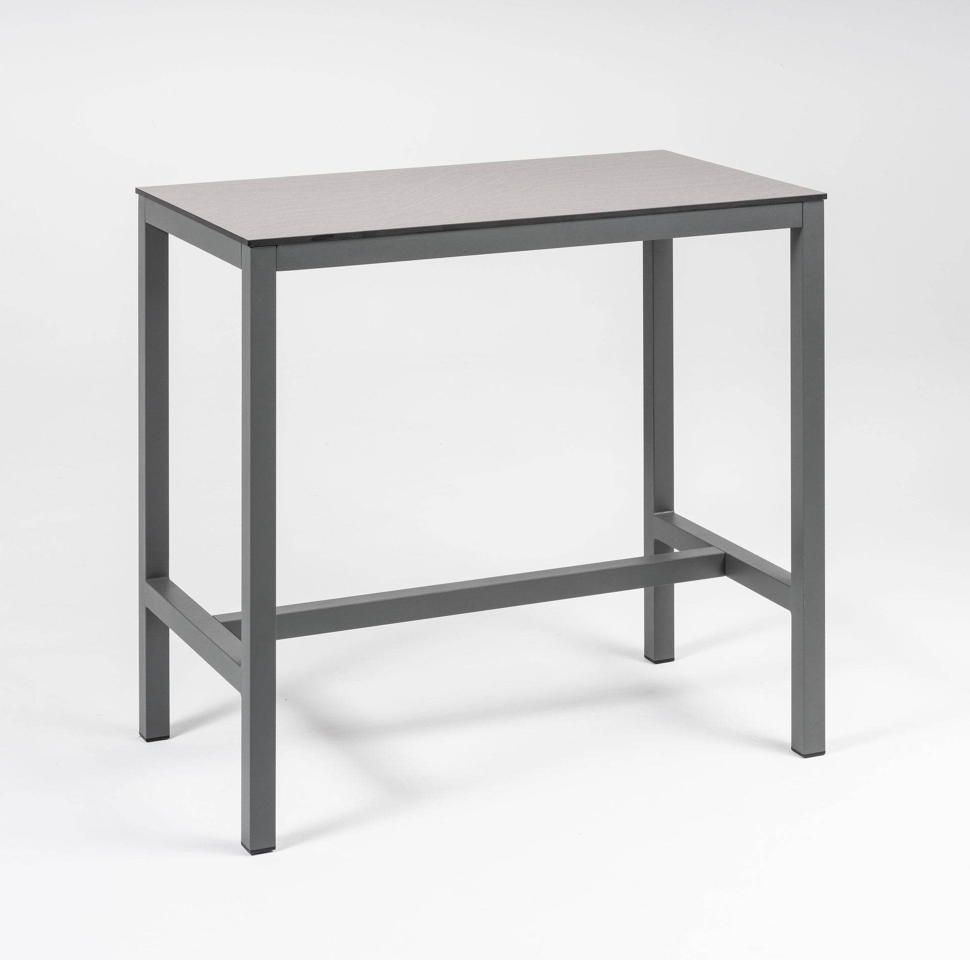 Bartisch Harvey aus Aluminium anthrazit mit HPL Tischplatte City-C Grau für Terrasse und Gastronomie