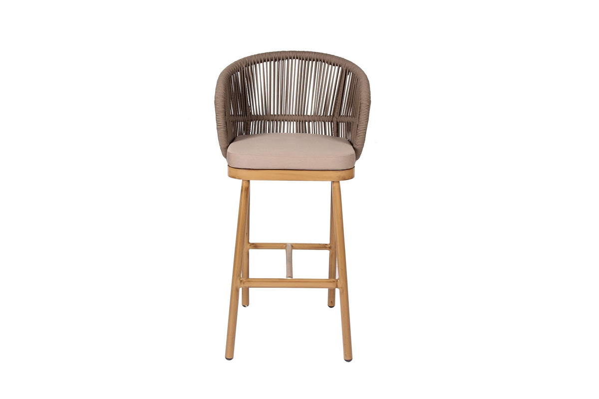 Jasmin Barhocker Braun mit Sitzkissen in Taupe – Ansicht 1