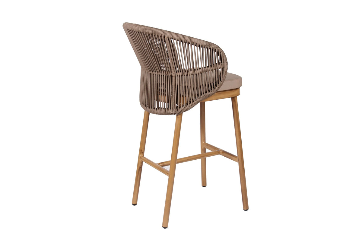 Jasmin Barhocker Braun mit Sitzkissen in Taupe – Ansicht 4