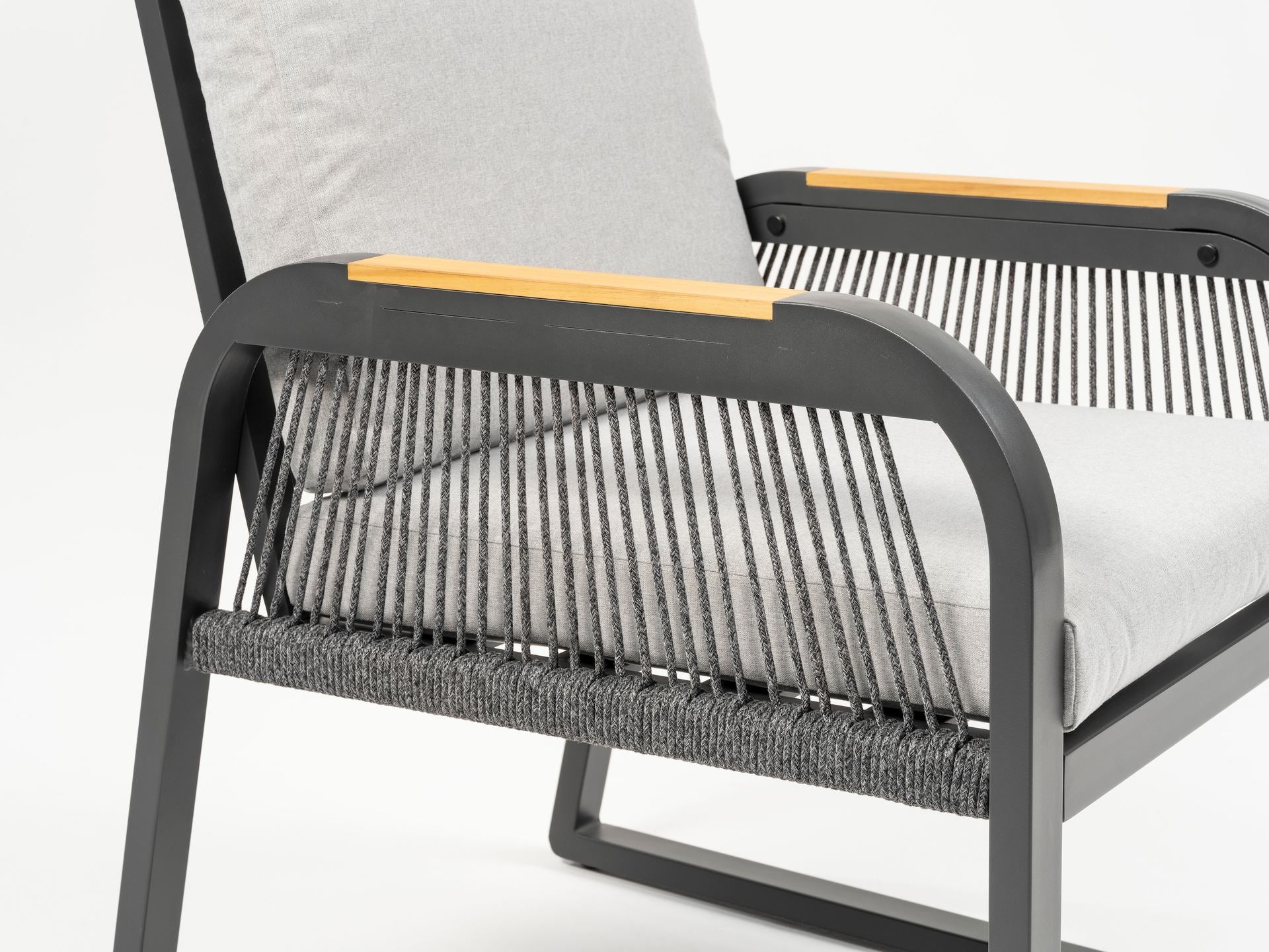 Eckbankgruppe Lara mit höhenverstellbarem Tisch, Sinterstone Tischplatte und Aluminiumgestell in Anthrazit