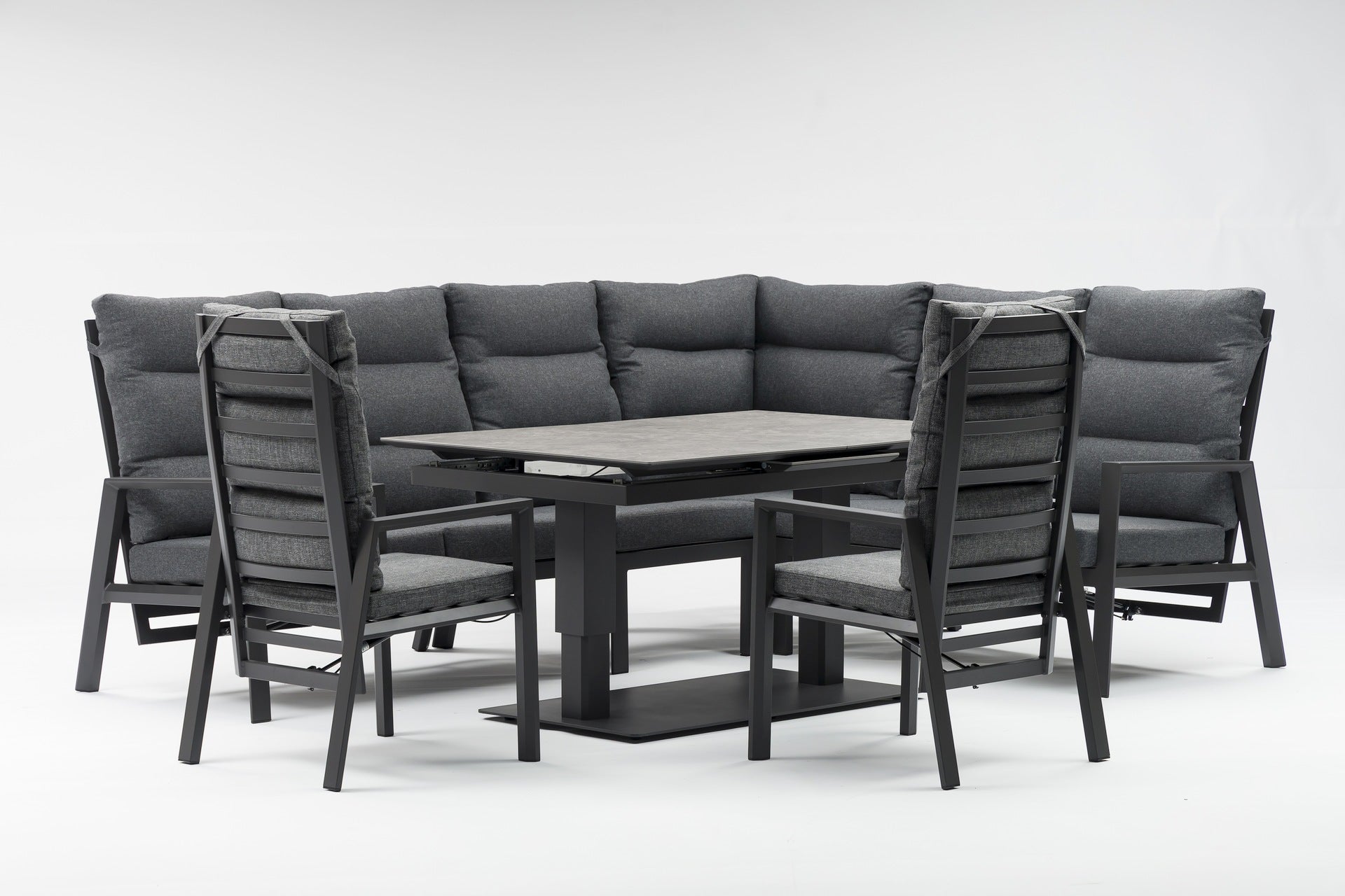 Nicosia Eckbankgruppe mit höhenverstellbarem Ausziehtisch und verstellbaren Rückenlehnen