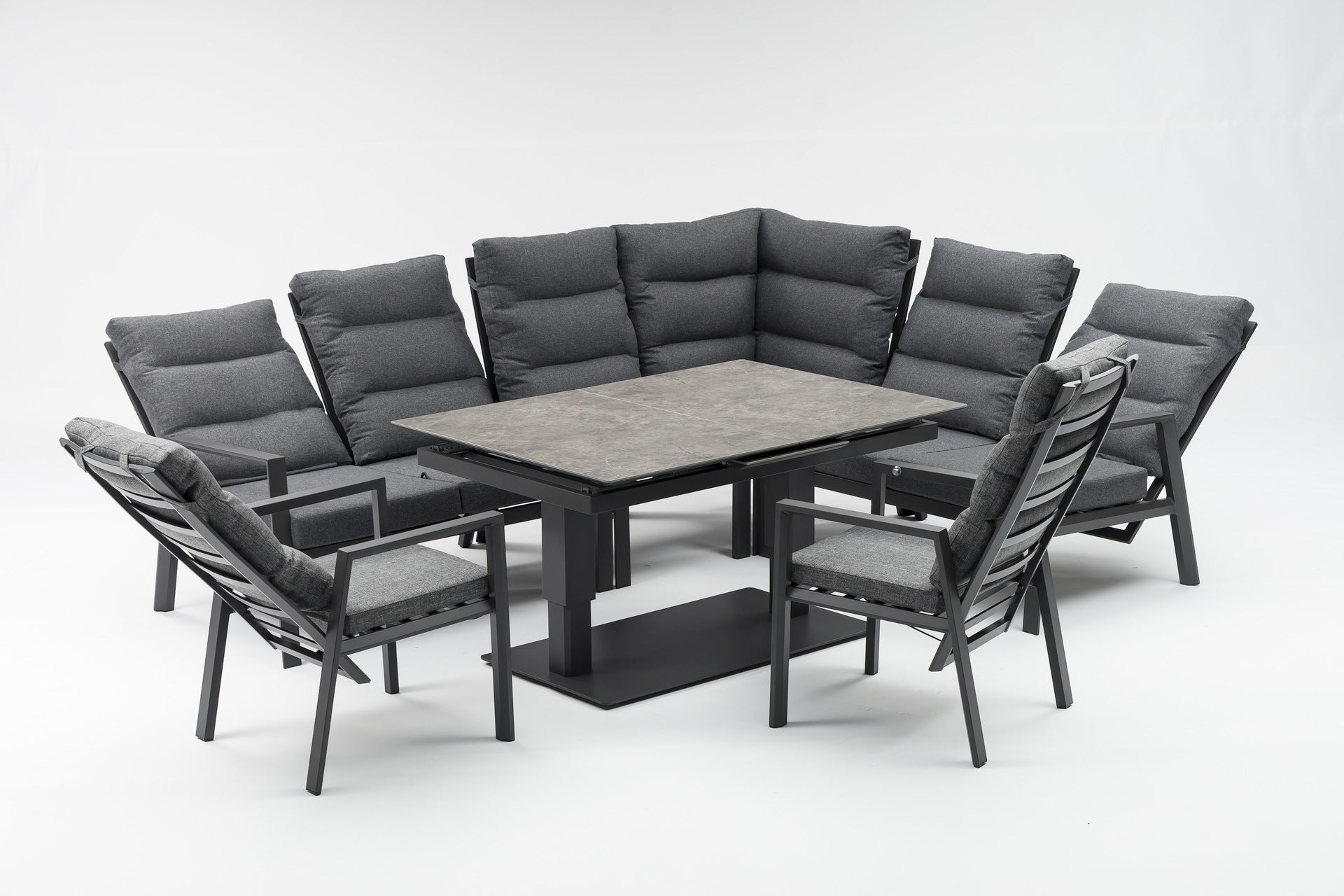 Nicosia Eckbankgruppe mit höhenverstellbarem Ausziehtisch und verstellbaren Rückenlehnen