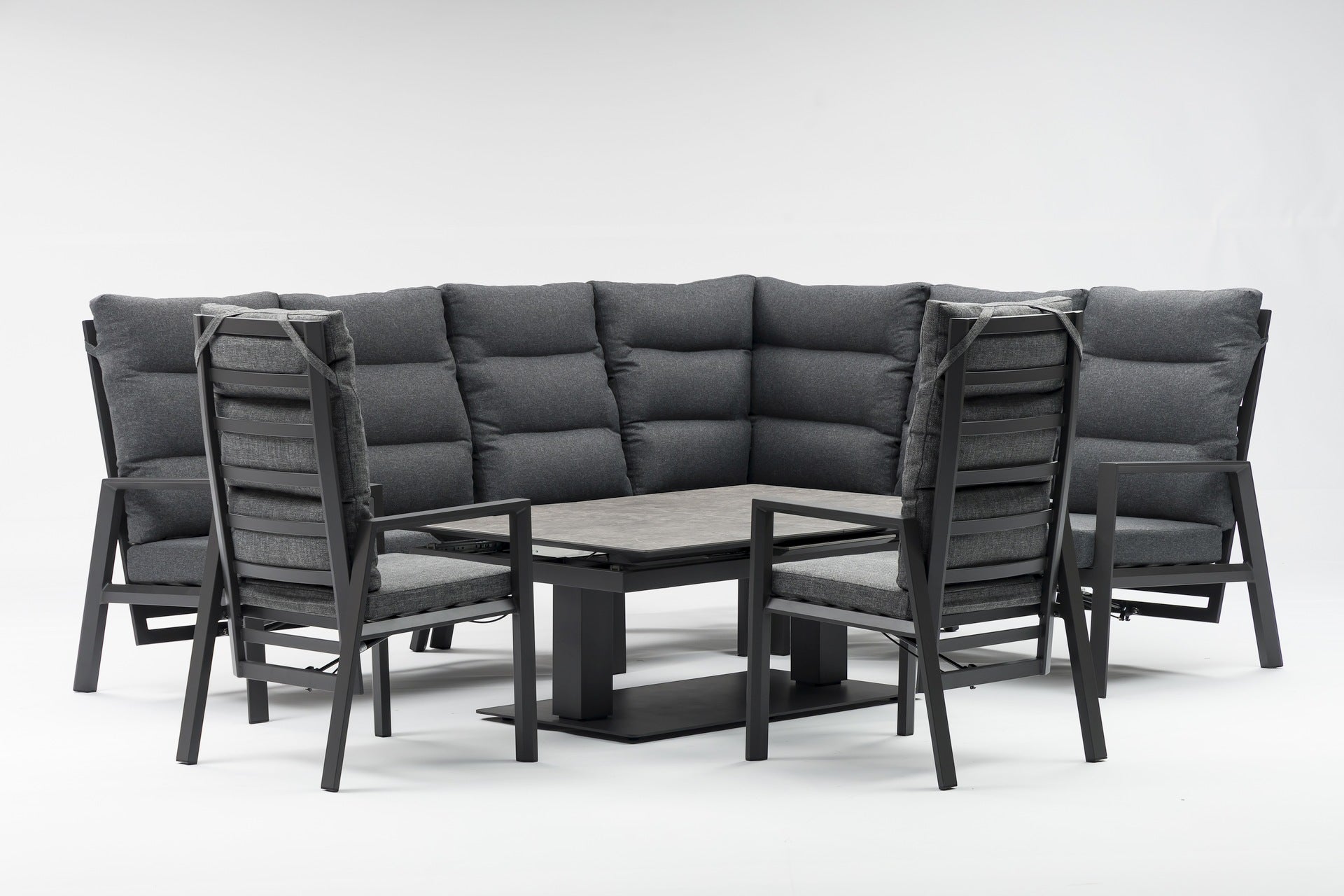 Nicosia Eckbankgruppe mit höhenverstellbarem Ausziehtisch und verstellbaren Rückenlehnen