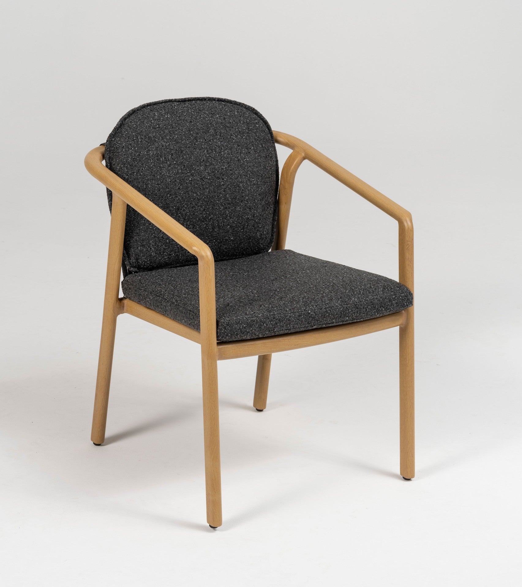 Olenna Gartenstuhl dunkelgrau mit Aluminiumgestell im Holzdekor, Textilschnur-Rückenlehne in Anthrazit und Sitzkissen für den Außenbereich