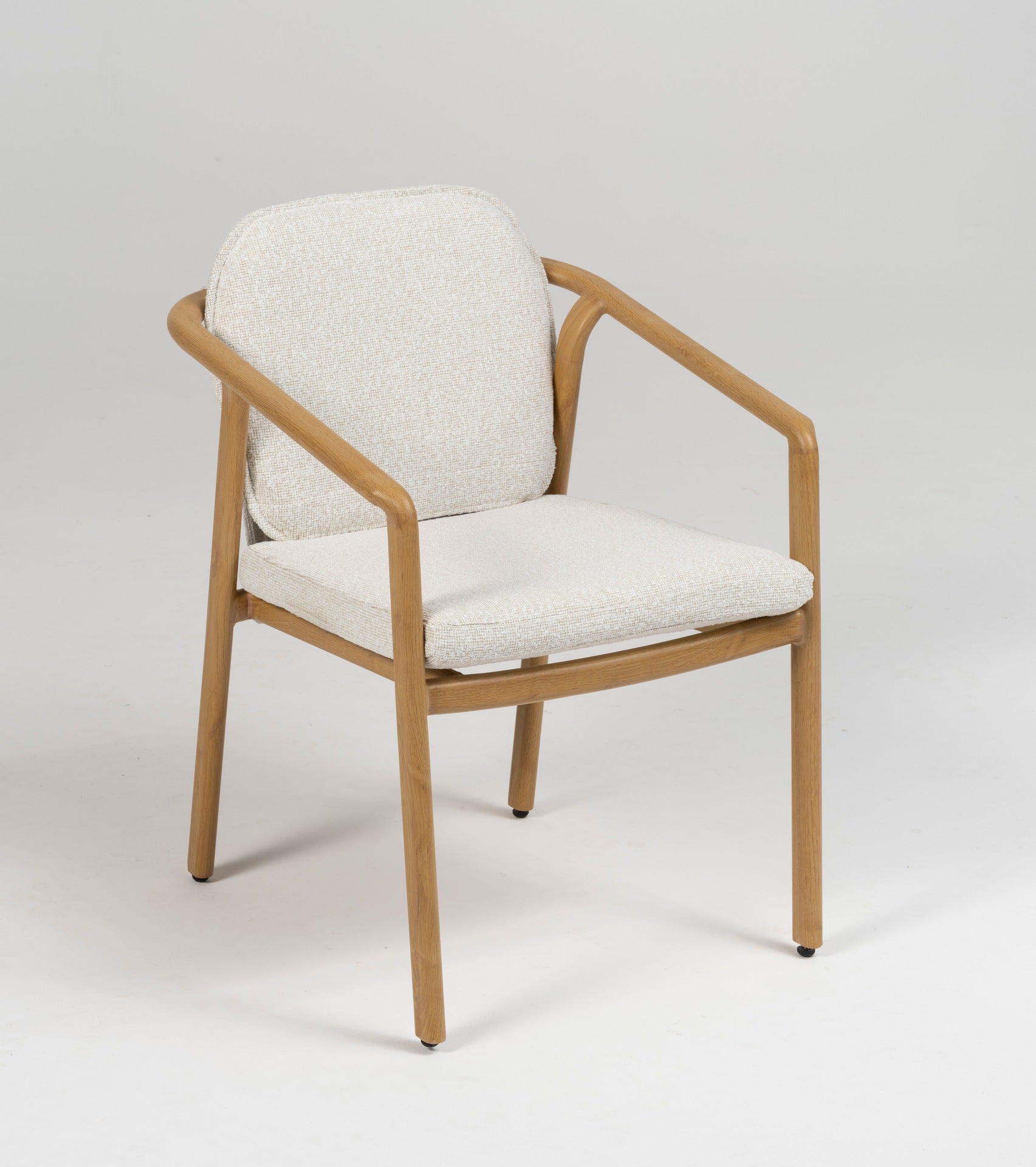 Olenna Gartenstuhl hellgrau mit Aluminiumgestell im Holzdekor, Textilschnur-Rückenlehne in Hellgrau und Sitzkissen in Creme