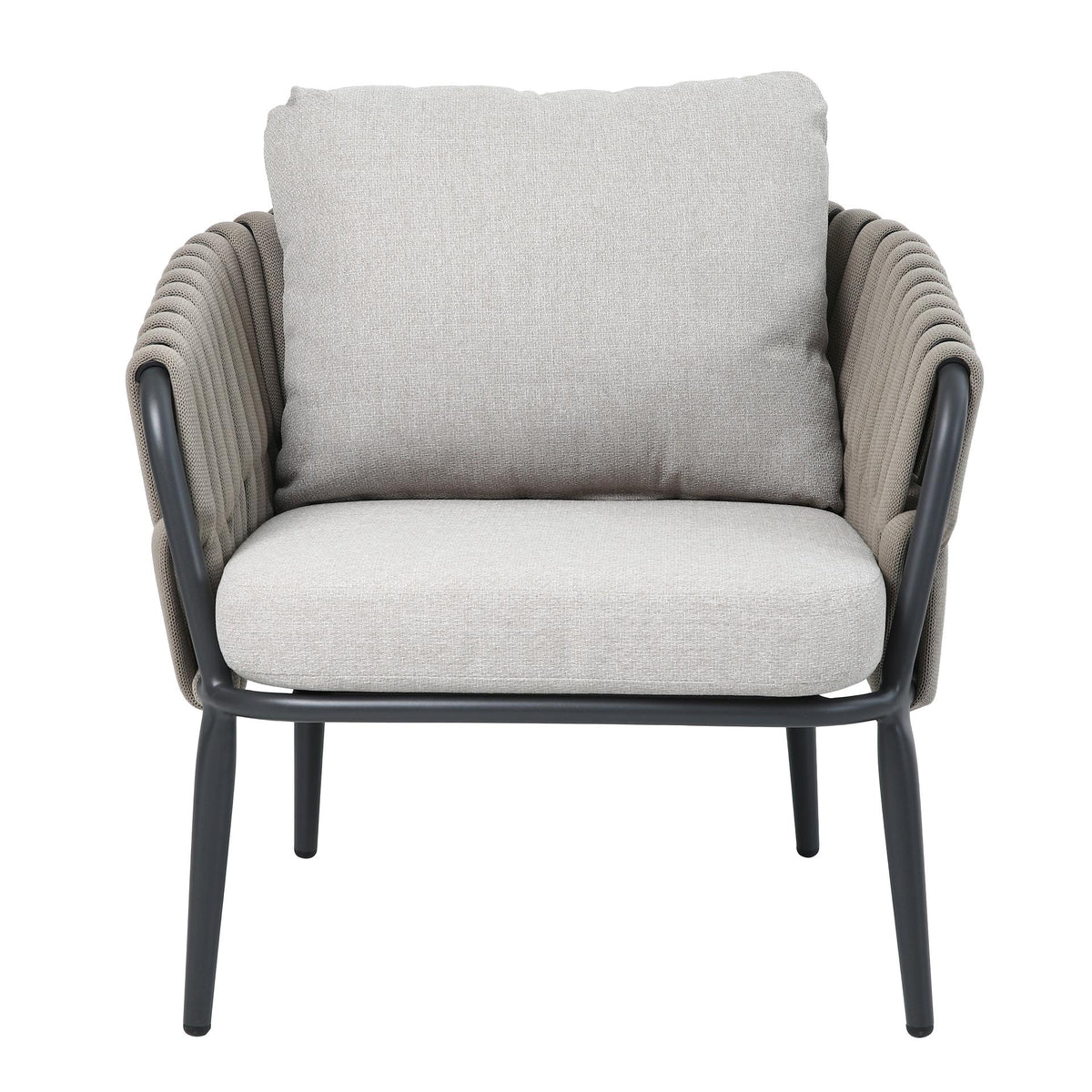 Nero Gartenfauteuil mit Sitz- und Rückenkissen – Vorderansicht